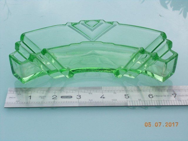 Image 3 of Vintage Green Glass Deco Style Curved Pin Tray