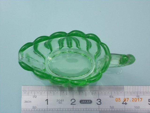 Image 2 of Vintage Green Glass Individual Cream Jug