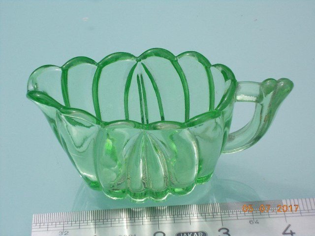 Image 3 of Vintage Green Glass Individual Cream Jug