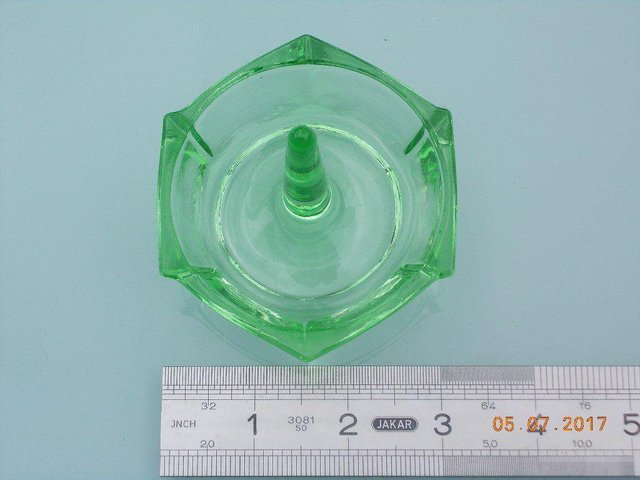 Image 2 of Vintage Green Glass Ring Holder - Hexagonal