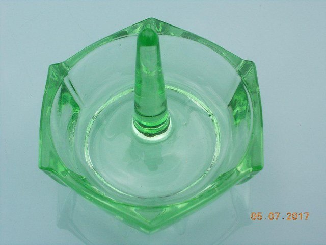 Image 3 of Vintage Green Glass Ring Holder - Hexagonal