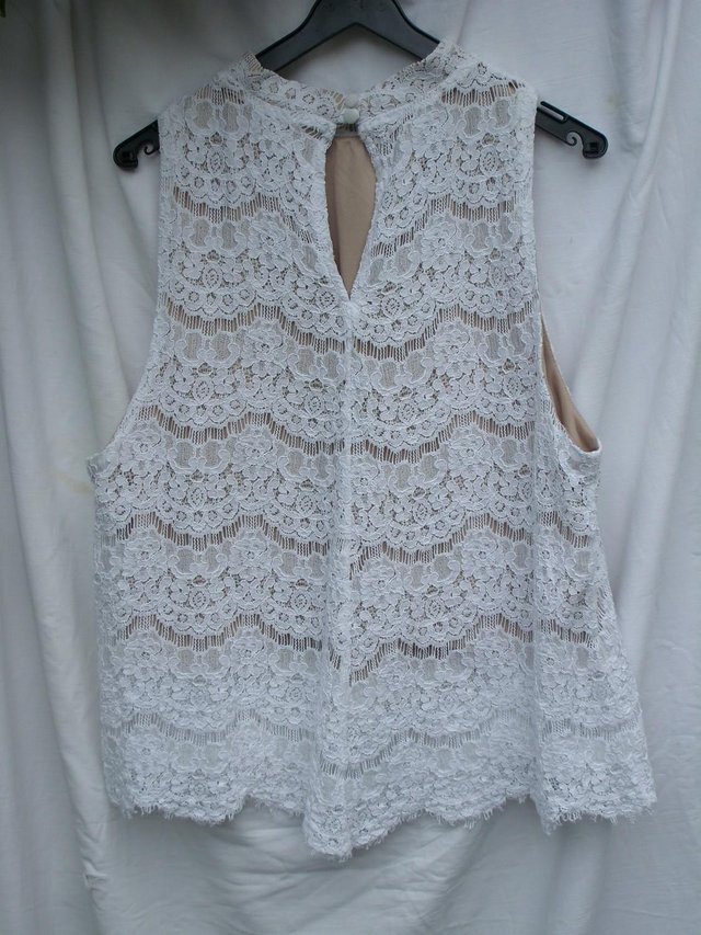 Image 2 of LOVE FIRE Retro High Neck Sleeveless Lace Top–Size 14/16