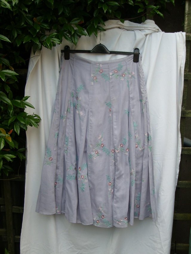 Preview of the first image of MONSOON Grey Cotton Maxi Skirt – Size 14 – NEW!.