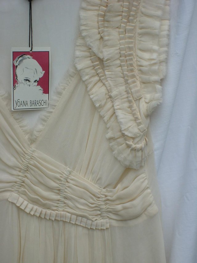 Image 2 of YOANA BARASCHI Cream Chiffon Ruffle Top–Size 16-NEW!