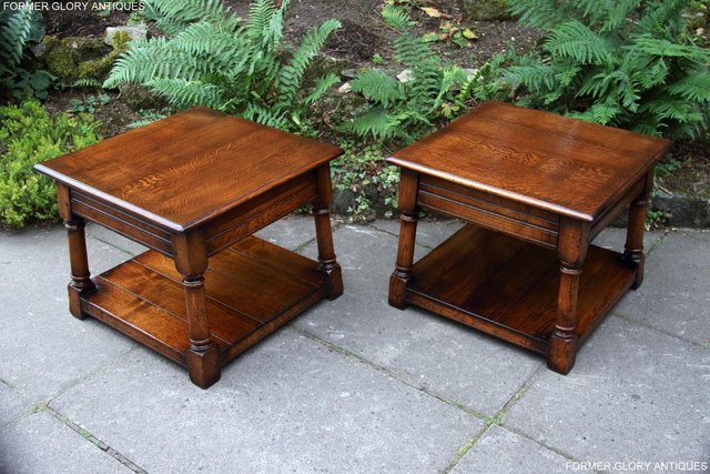 Image 4 of 2 TITCHMARSH & GOODWIN OAK COFFEE PHONE LAMP ARMCHAIR TABLES