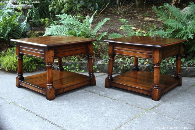 Image 5 of 2 TITCHMARSH & GOODWIN OAK COFFEE PHONE LAMP ARMCHAIR TABLES