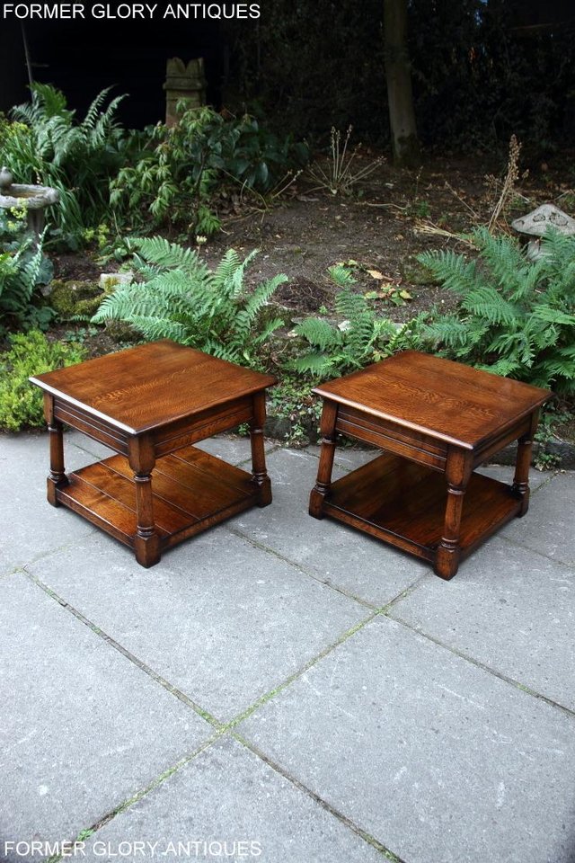 Image 14 of 2 TITCHMARSH & GOODWIN OAK COFFEE PHONE LAMP ARMCHAIR TABLES