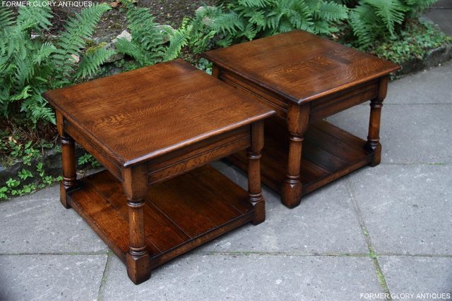 Image 25 of 2 TITCHMARSH & GOODWIN OAK COFFEE PHONE LAMP ARMCHAIR TABLES