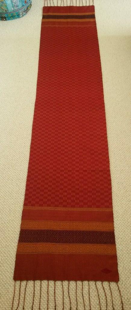Image 3 of DESIGNER SILK SCARF STOLE WRAP Red Gold Wall Hanging Runner