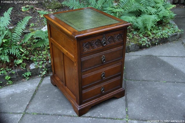 Image 2 of AN OLD CHARM LIGHT OAK WRITING DESK FILING CABINET TABLE