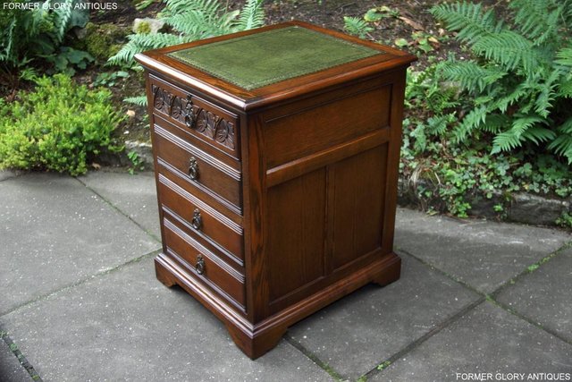 Image 3 of AN OLD CHARM LIGHT OAK WRITING DESK FILING CABINET TABLE