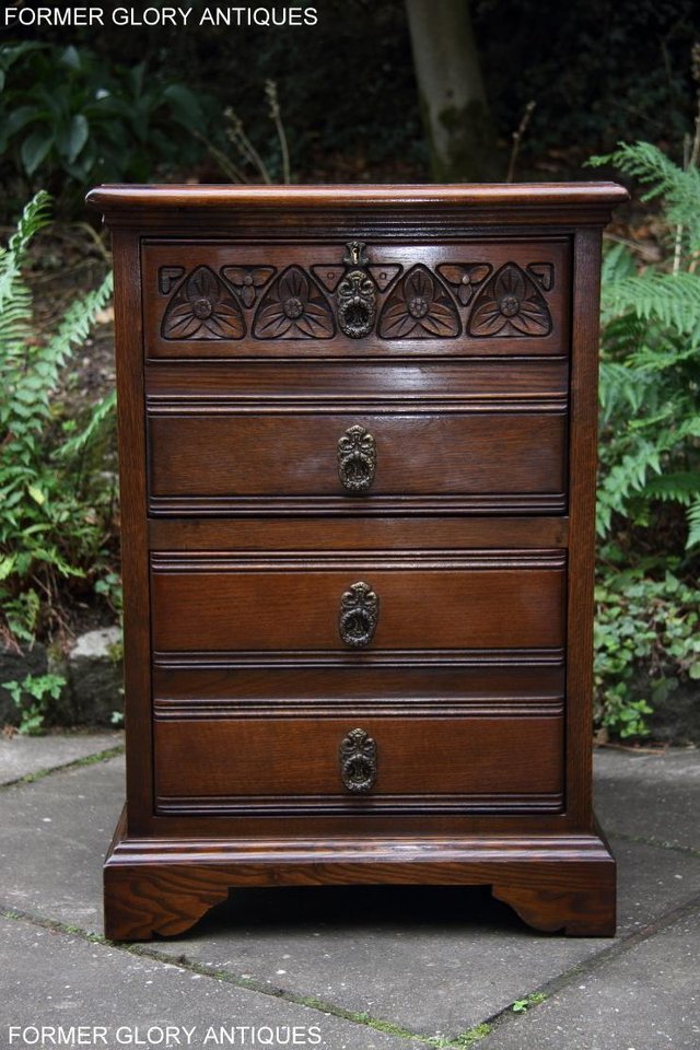 Image 5 of AN OLD CHARM LIGHT OAK WRITING DESK FILING CABINET TABLE