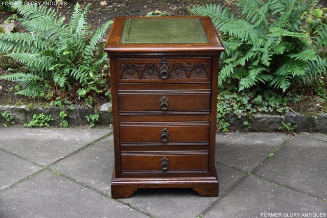 Image 12 of AN OLD CHARM LIGHT OAK WRITING DESK FILING CABINET TABLE