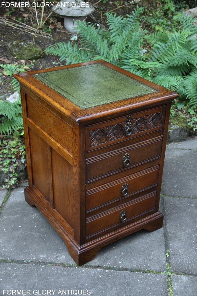 Image 13 of AN OLD CHARM LIGHT OAK WRITING DESK FILING CABINET TABLE