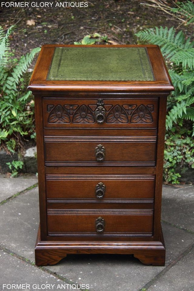 Image 15 of AN OLD CHARM LIGHT OAK WRITING DESK FILING CABINET TABLE