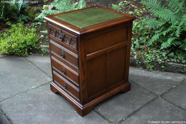 Image 20 of AN OLD CHARM LIGHT OAK WRITING DESK FILING CABINET TABLE