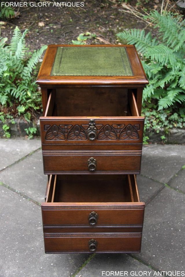 Image 22 of AN OLD CHARM LIGHT OAK WRITING DESK FILING CABINET TABLE