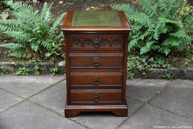 Image 26 of AN OLD CHARM LIGHT OAK WRITING DESK FILING CABINET TABLE
