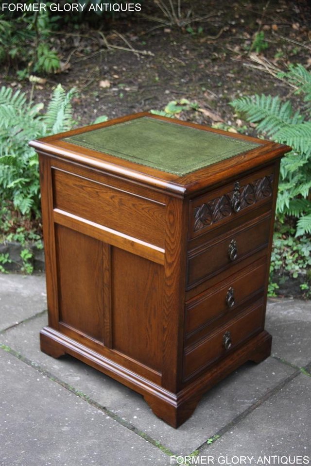 Image 39 of AN OLD CHARM LIGHT OAK WRITING DESK FILING CABINET TABLE