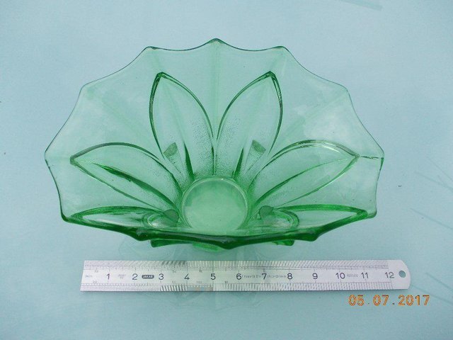 Image 2 of Vintage Green Glass Art Deco Large Vase