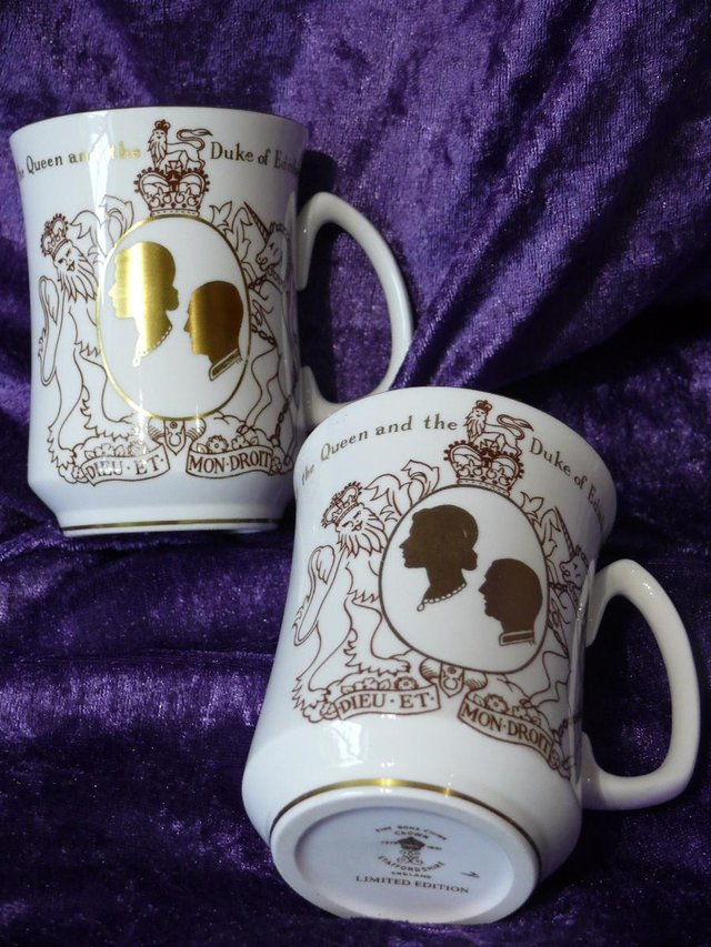 Preview of the first image of Limited Edition gold on white china mug.