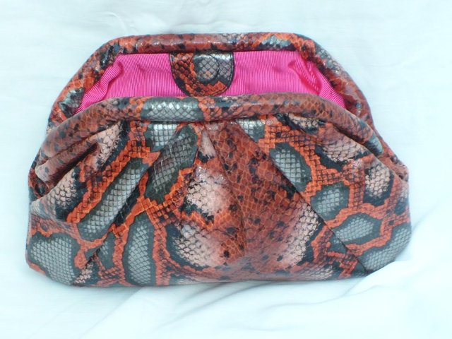 Image 2 of GLOBAL ACCESSORIES Orange Clutch Handbag NEW