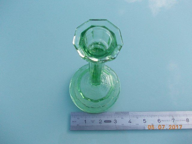 Image 2 of Vintage Green Glass Candlestick