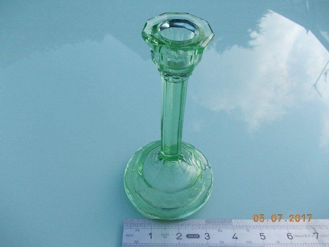Image 3 of Vintage Green Glass Candlestick
