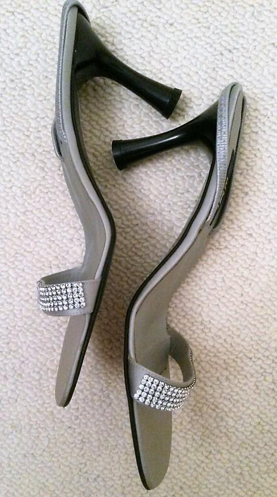 Image 2 of NEW NEXT Silver Diamante Beaded Sling Back Sandal Size 41