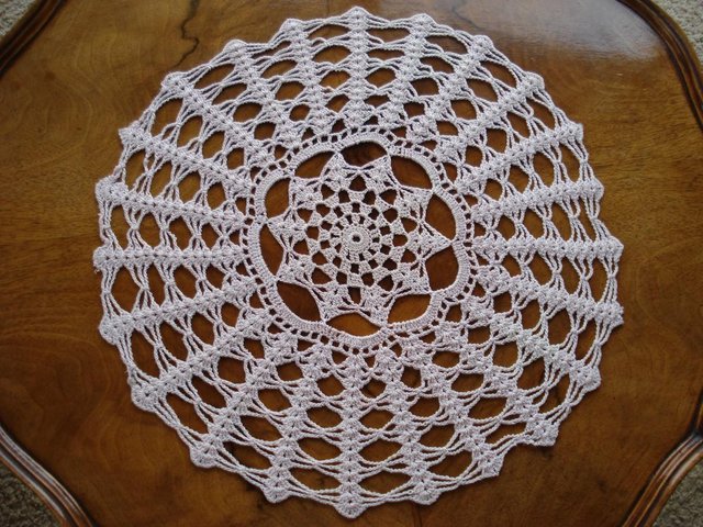 Preview of the first image of UNIQUE ANTIQUE VINTAGE VICTORIAN CROCHETED LARGE TABLE MAT.