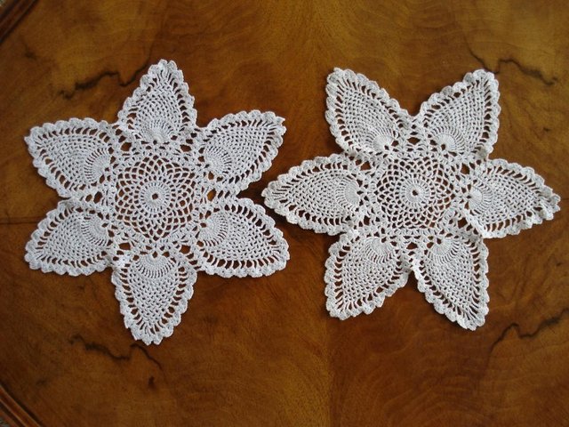 Preview of the first image of UNIQUE ANTIQUE VINTAGE VICTORIAN PAIR OF CROCHETED MATS.