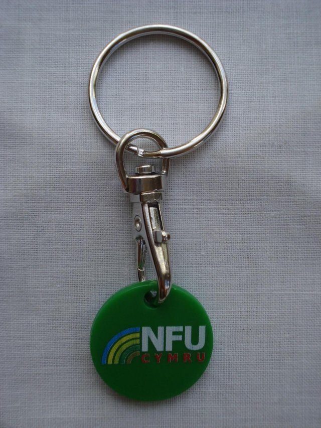 Image 2 of NEW NFU (NATIONAL FARMERS UNION) TROLLEY COIN KEYRING