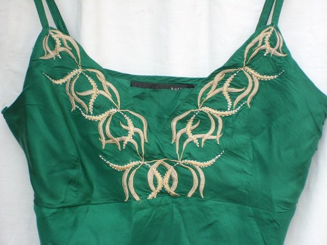 Image 2 of KAFFE OF DENMARK Green Silk Top-Size 12
