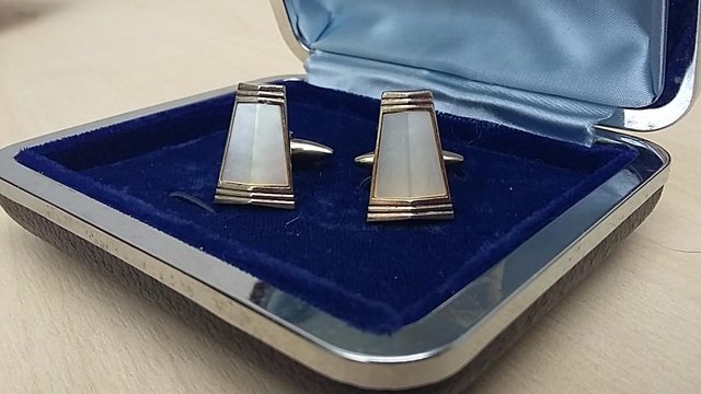 Preview of the first image of Art Deco Style, Vintage, Mother of Pearl Cufflinks.