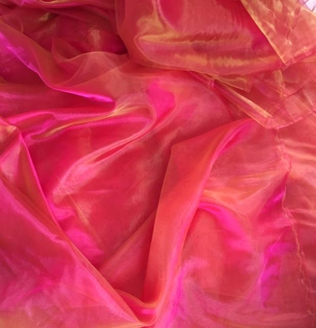 Preview of the first image of Pink shot gold organza 2.4M width wedding venue **reduced**.