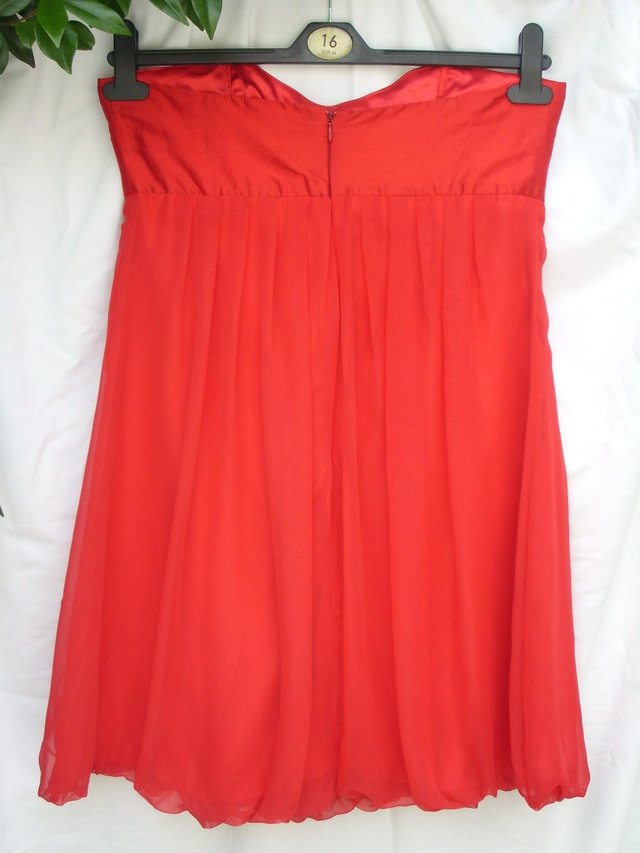 Image 2 of ANTONIO LUCCI Strapless Red Silk Mini Dress–Size 12