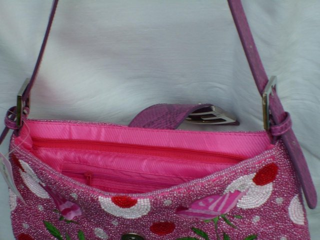 Image 3 of BEAD SHOP Pink Bead/Embroidery Shoulder Handbag – NEW!