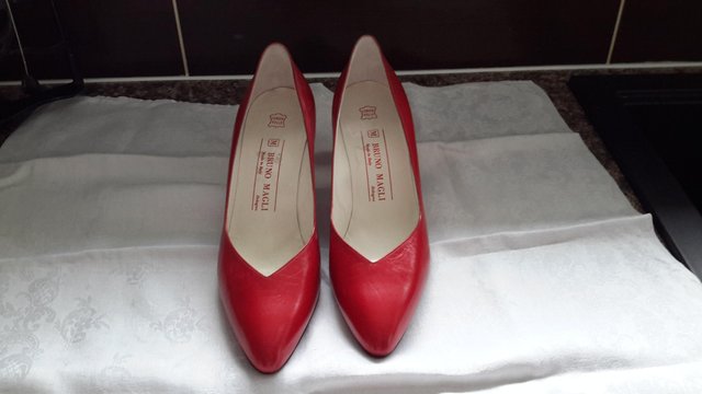 Image 3 of Bruno Magli leather red court shoes