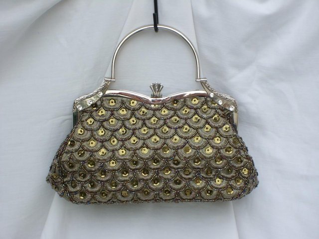 Image 2 of Gold Snap Top Sequin Handbag