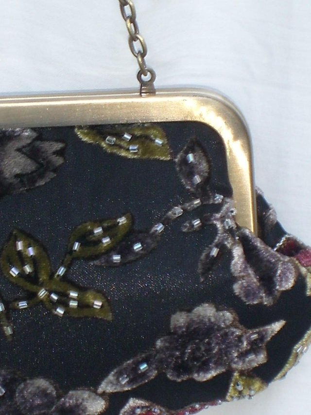 Image 2 of Vintage Look Black Velvet & Beaded Shoulder Handbag