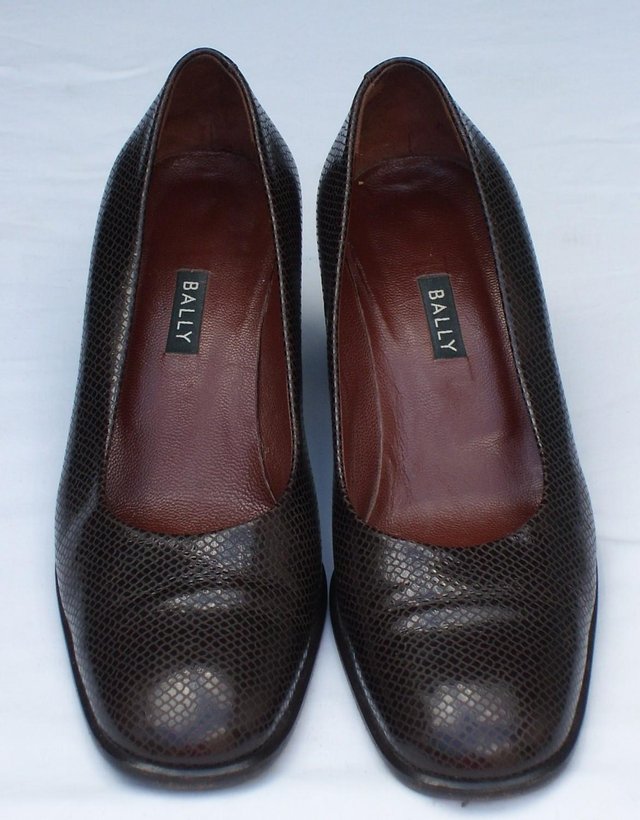 Image 2 of BALLY Leather Block Heel Court Shoes–Size 5 ½/38.5