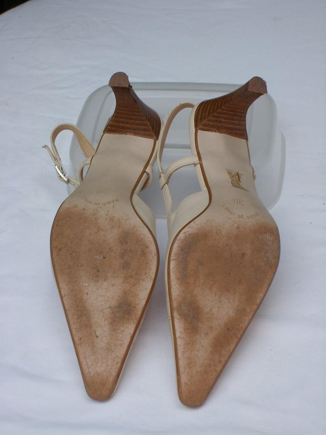 Image 3 of CARVELA Cream Leather Sling Back Shoes–Size 5/38
