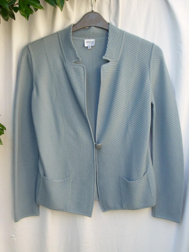 Preview of the first image of ARMANI COLLEZIONE Vintage Blue Jacket–Size 8 (40).
