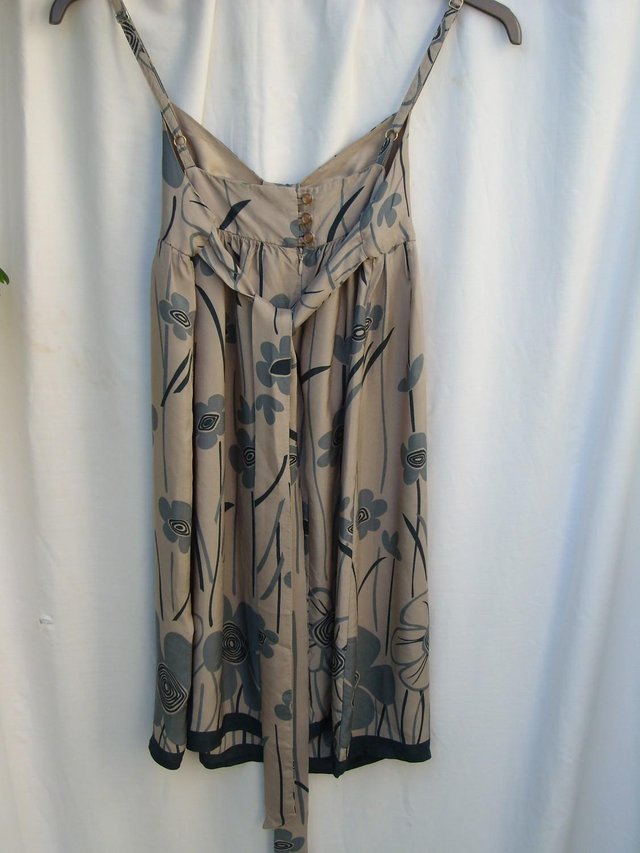 Image 3 of TOPSHOP Beige/Grey Print Dress–Size 10