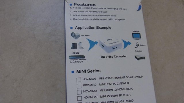 Preview of the first image of Mini HDMI2AV HD Video Converter Full HD 1080p.