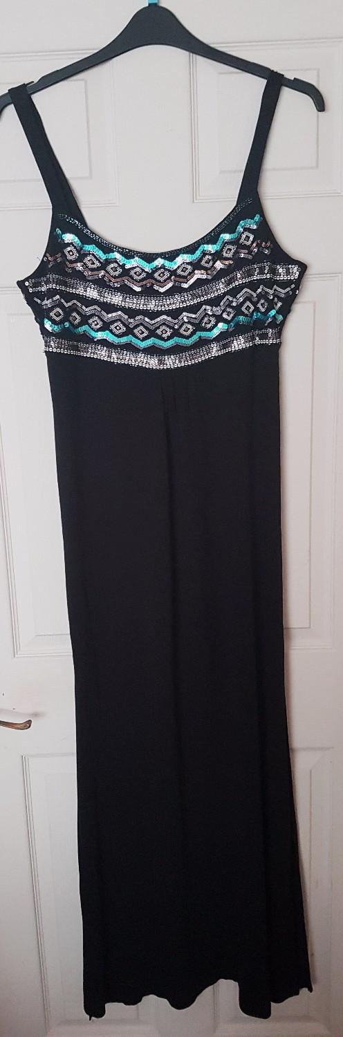 Preview of the first image of Stunning Ladies Black Evening Dress By Monsoon - Size 14  B2.