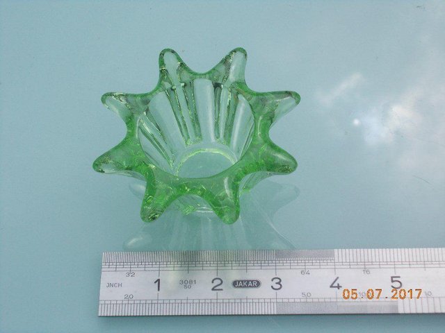 Image 2 of Vintage Green Glass Flower Holder