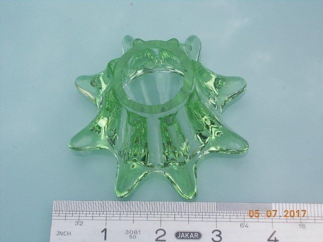 Image 3 of Vintage Green Glass Flower Holder