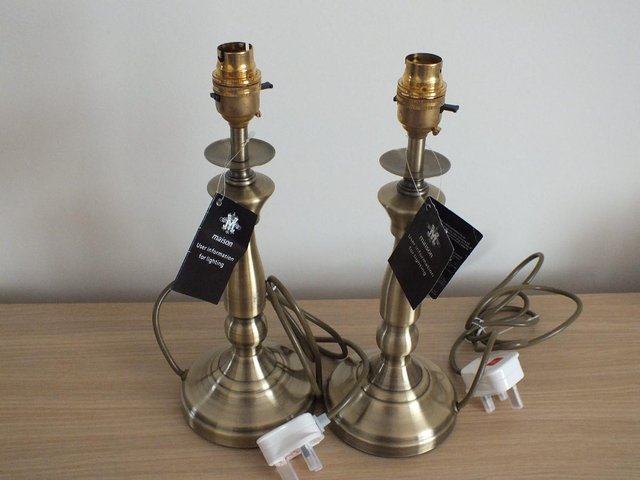 Preview of the first image of Antique Brass Table Lamps X 2.
