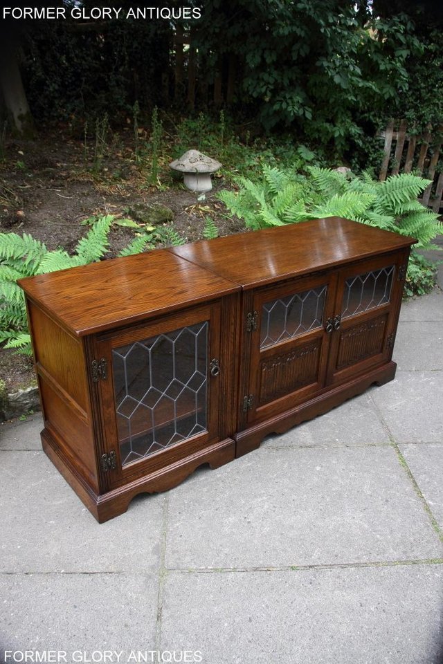 Image 45 of 2 OLD CHARM LIGHT OAK TV HI FI DVD CD STAND TABLE CABINETS